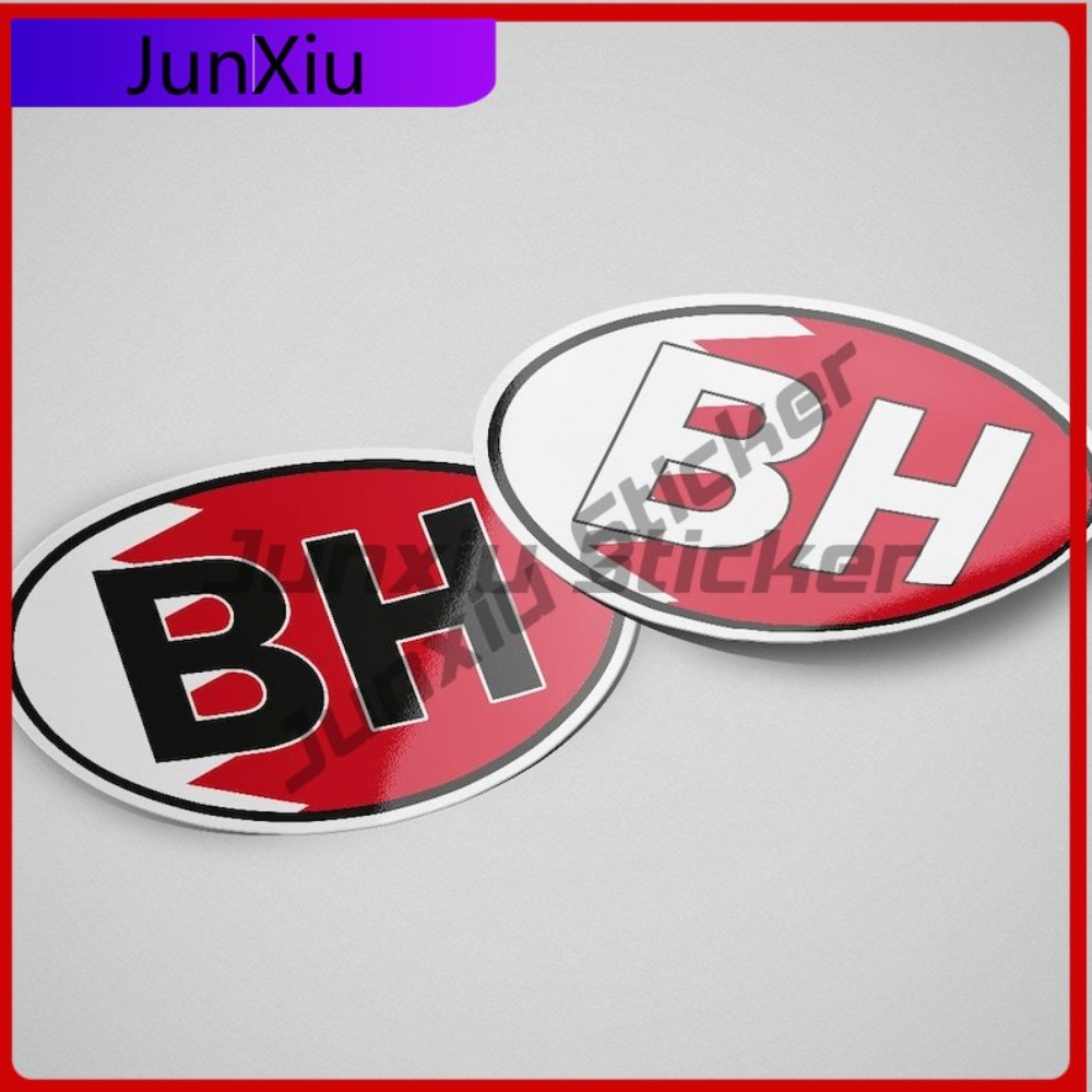 Car Accessories Bahrain - Autocollant ovale drapeau Bahreïn BH, autocollants