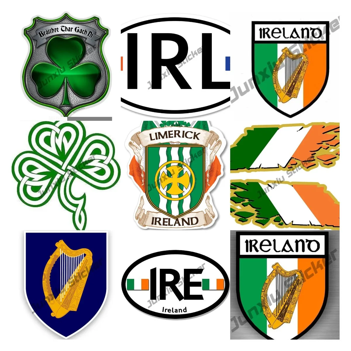 Car Accessories Ireland - Autocollant drapeau irlandais en vinyle auto-adhésif,