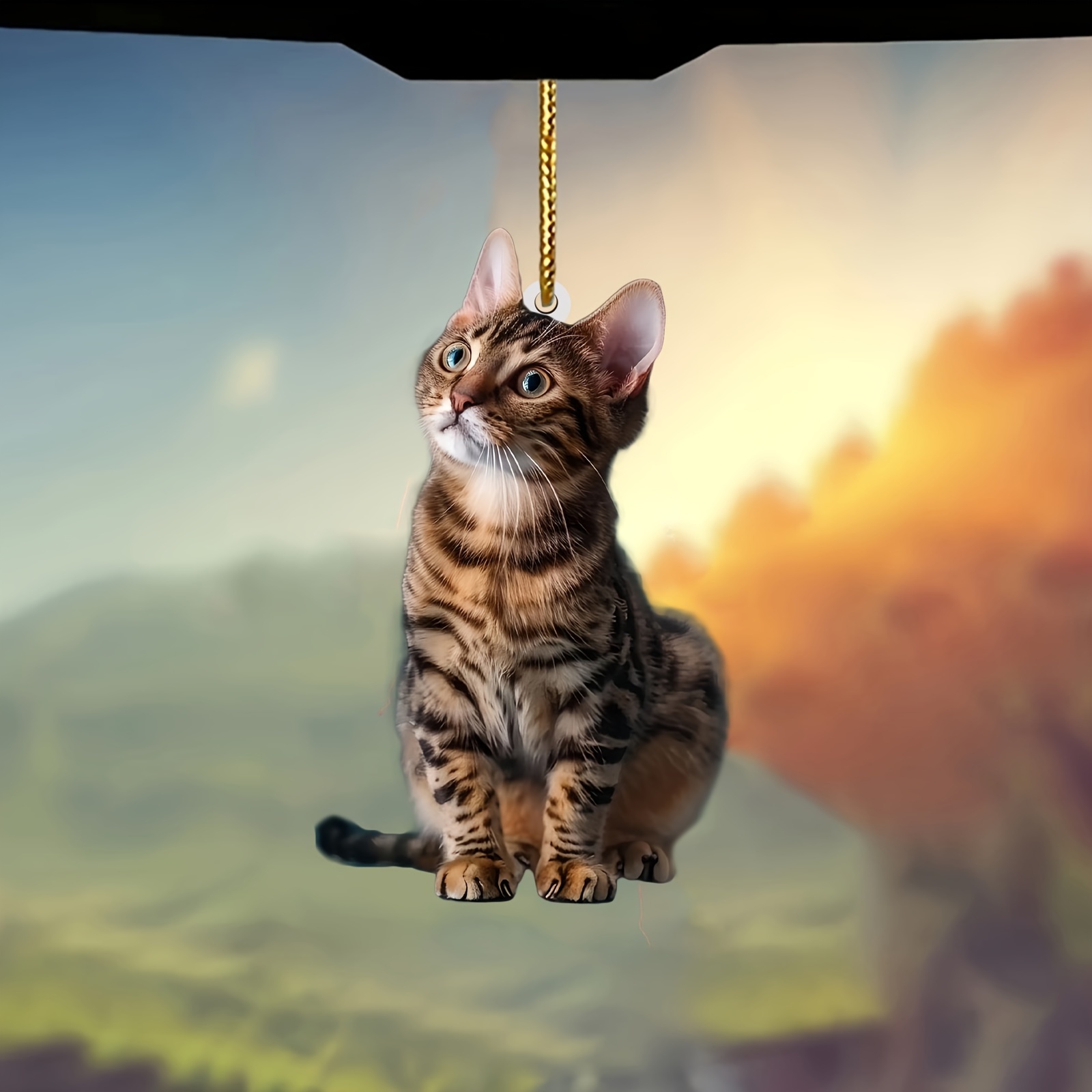 Pendentif chat plat 2D en acry - Car Accessories Oman avis et prix